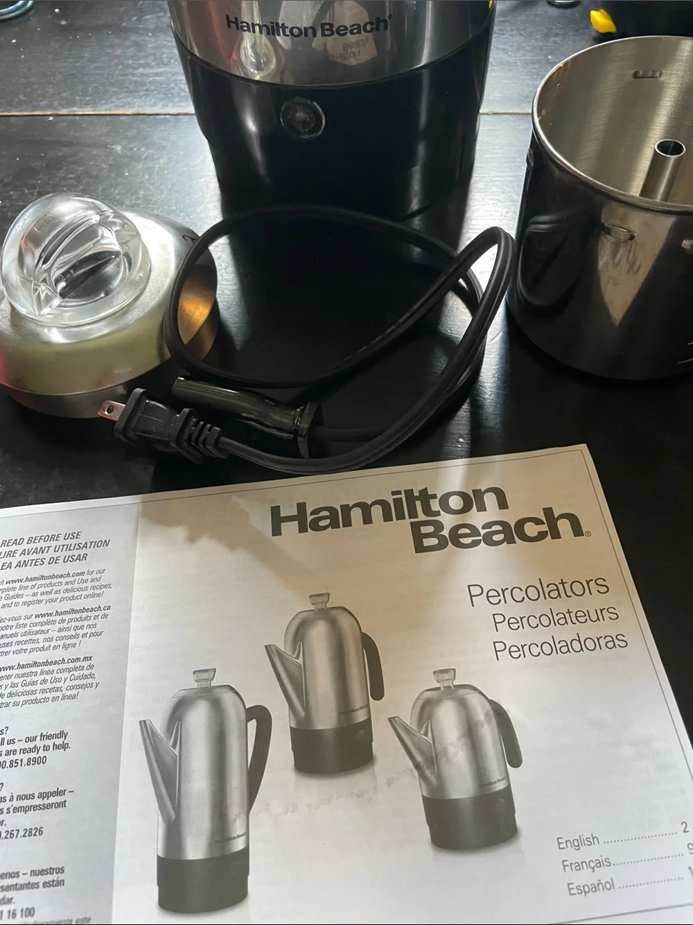 Hamilton Beach Stainless Steel and Black Electric Kettle - Polished Finish